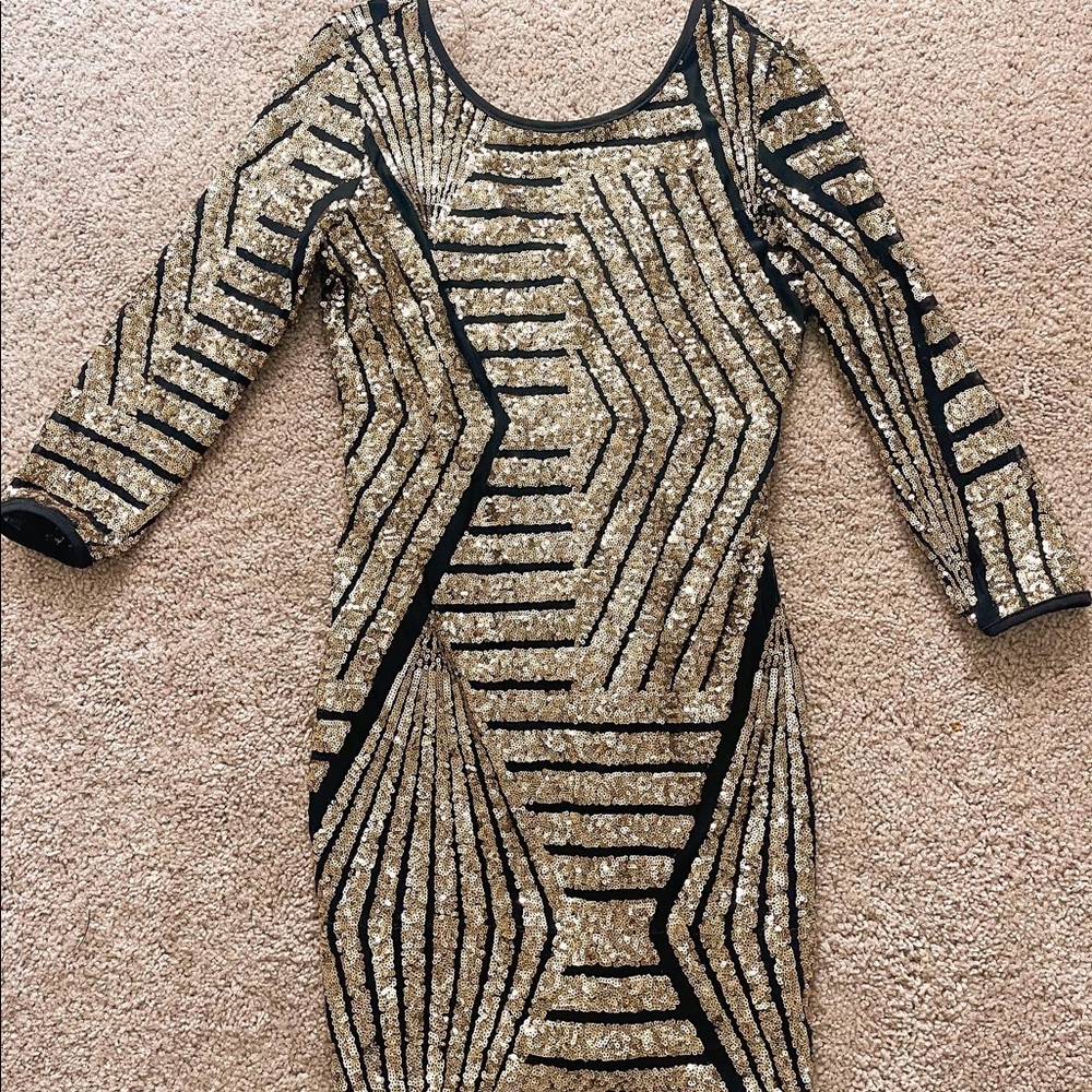 Black Dress with Gold Sequins